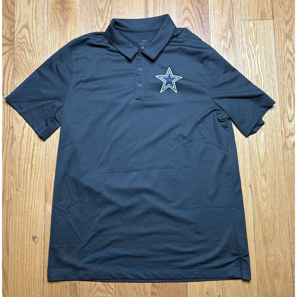 Nike Dallas Cowboys Polo Shirt Mens Large Gray Dri-Fit NFL Football Team Dri fit